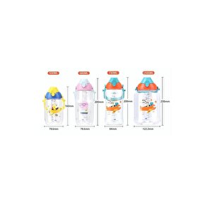 Uzspace 500ml Yeni Koleksiyon Askılı Kulplu Pipetli Tritan Çocuk Su Matarası Turuncu-mavi
