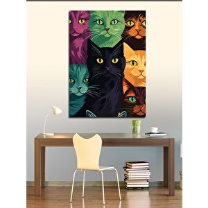 Kanvas Tablo Renkli Kediler  70x100 cm