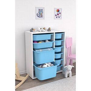 Zen 10 Sepetli Çok Amaçlı Oyuncak Dolabı Mavi 2d2k6u