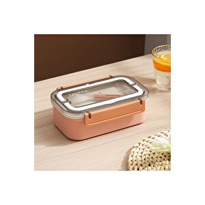 Bento 800ml Lunchbox Yeni Koleksiyon Tek Katlı Tek Bölmeli Çelik Sefer Tası Yemek Kutusu Pembe