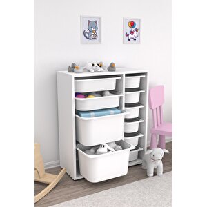 Zen 10 Sepetli Çok Amaçlı Oyuncak Dolabı Beyaz 2d2k6u