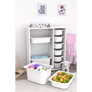 Zen 10 Sepetli Çok Amaçlı Oyuncak Dolabı Beyaz 2d2k6u