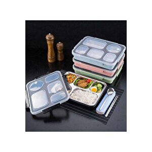 Bento 1600ml Lunchbox Yeni Koleksiyon Tek Katlı 5 Bölmeli Çelik Sefer Tası Yemek Kutusu Siyah