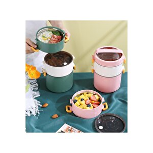 Vagonlife Bento 1800ml Lunchbox Yeni Koleksiyon 3 Katlı Paslanmaz Çelik Sefer Tası Yemek Kutusu Yeşil