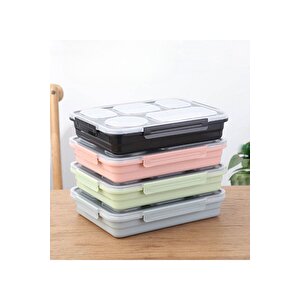Vagonlife Bento 1600ml Lunchbox Yeni Koleksiyon Tek Katlı 5 Bölmeli Çelik Sefer Tası Yemek Kutusu Açık Yeşil