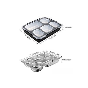 Vagonlife Bento 1600ml Lunchbox Yeni Koleksiyon Tek Katlı 5 Bölmeli Çelik Sefer Tası Yemek Kutusu Açık Yeşil