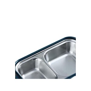Bento 1400ml Lunchbox Yeni Koleksiyon 2 Katlı Çelik Sefer Tası Yemek Kutusu Lacivert