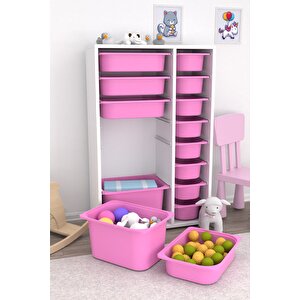 Rine 14 Sepetli Çok Amaçlı Oyuncak Dolabı Pembe 2d4k8u