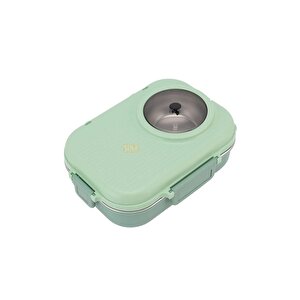 Bento 1100ml Lunchbox Yeni Koleksiyon Tek Katlı Çelik Sefer Tası Kaseli Yemek Kutusu Açık Yeşil