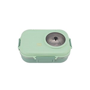 Bento 1100ml Lunchbox Yeni Koleksiyon Tek Katlı Çelik Sefer Tası Kaseli Yemek Kutusu Açık Yeşil