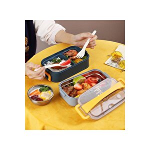Vagonlife Bento 1200ml Lunchbox Yeni Koleksiyon 2 Katlı Çelik Sefer Tası Yemek Kutusu Yeşil