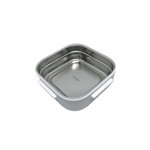 Bento 500ml Lunchbox Yeni Koleksiyon Tek Katlı Çelik Sefer Tası Yemek Kutusu Beyaz-gri
