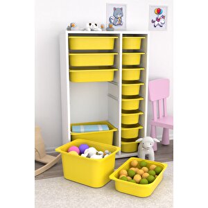 Rine 14 Sepetli Çok Amaçlı Oyuncak Dolabı Sarı 2d4k8u