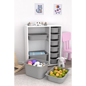 Zen 10 Sepetli Çok Amaçlı Oyuncak Dolabı Gri 2d2k6u