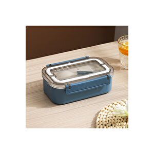 Bento 800ml Lunchbox Yeni Koleksiyon Tek Katlı Tek Bölmeli Çelik Sefer Tası Yemek Kutusu Lacivert