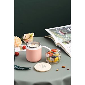 Vagonlife 800ml Mini Boy Lunchbox Yeni Koleksiyon İki Katlı Paslanmaz Çelik Sefer Tası Yemek Kutusu Pembe