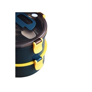 Vagonlife Bento 1600ml Yuvarlak Lunchbox Yeni Koleksiyon Çift Katlı Çelik Sefer Tası Yemek Kutusu Açık Kırmızı