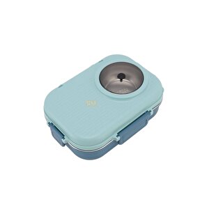 Bento 1100ml Lunchbox Yeni Koleksiyon Tek Katlı Çelik Sefer Tası Kaseli Yemek Kutusu Turkuaz