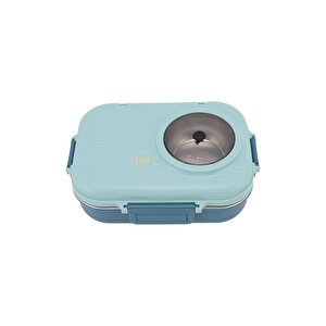 Bento 1100ml Lunchbox Yeni Koleksiyon Tek Katlı Çelik Sefer Tası Kaseli Yemek Kutusu Turkuaz