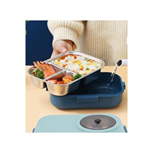 Vagonlife Bento 1100ml Lunchbox Yeni Koleksiyon Tek Katlı Çelik Sefer Tası Kaseli Yemek Kutusu Turkuaz