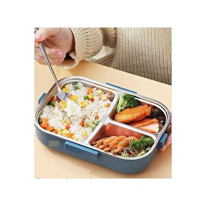 Vagonlife Bento 1100ml Lunchbox Yeni Koleksiyon Tek Katlı Çelik Sefer Tası Kaseli Yemek Kutusu Turkuaz