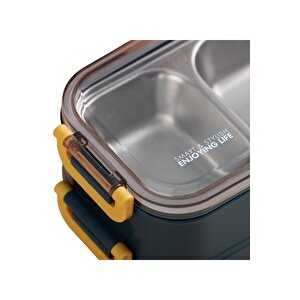 Bento 1400ml Lunchbox Yeni Koleksiyon 2 Katlı Çelik Sefer Tası Yemek Kutusu Açık Yeşil