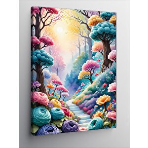 Kanvas Tablo Renkli Ağaçlar 100x140 cm
