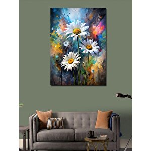 Kanvas Tablo Papatyalar Ve Boyalar 100x140 cm