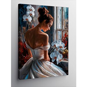 Kanvas Tablo Gelin Ve Beyaz Orkideler 70x100 cm