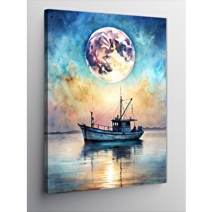 Kanvas Tablo Tekne Ve Ay 70x100 cm