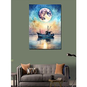 Kanvas Tablo Tekne Ve Ay 70x100 cm