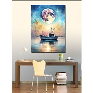 Kanvas Tablo Tekne Ve Ay 70x100 cm