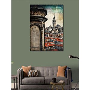 Kanvas Tablo Gazete Fon Galata Kulesi 50x70 cm