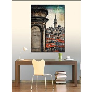 Kanvas Tablo Gazete Fon Galata Kulesi 50x70 cm