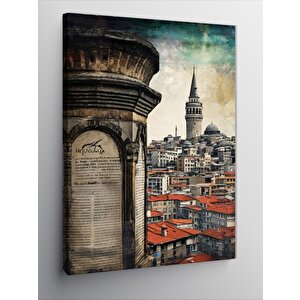 Kanvas Tablo Gazete Fon Galata Kulesi 100x140 cm