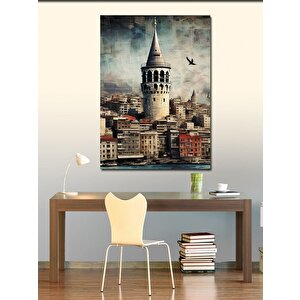 Kanvas Tablo Gazete Fon Galata Kulesi 50x70 cm