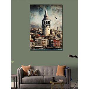 Kanvas Tablo Gazete Fon Galata Kulesi 70x100 cm