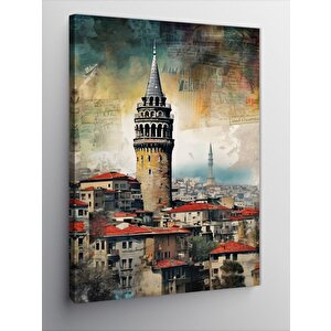 Kanvas Tablo Retro Galata Kulesi 100x140 cm