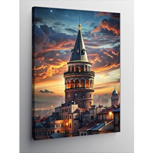 Kanvas Tablo Gün Batımı Ve Galata Kulesi 100x140 cm