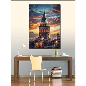 Kanvas Tablo Gün Batımı Ve Galata Kulesi 100x140 cm