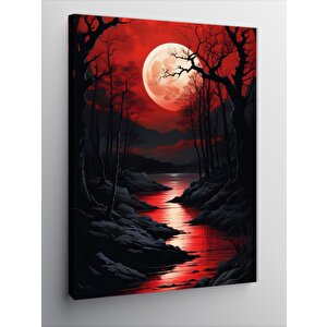 Kanvas Tablo Kırmızı Gizemli Ay 70x100 cm
