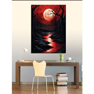 Kanvas Tablo Kırmızı Gizemli Ay 70x100 cm