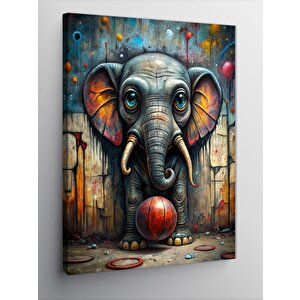Kanvas Tablo Graffiti Fil Ve Basketbol Topu 70x100 cm