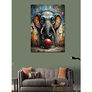Kanvas Tablo Graffiti Fil Ve Basketbol Topu 70x100 cm