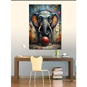 Kanvas Tablo Graffiti Fil Ve Basketbol Topu 70x100 cm
