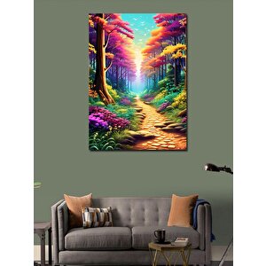 Kanvas Tablo Renkli Ağaçlar Ve Patika Yol 100x140 cm