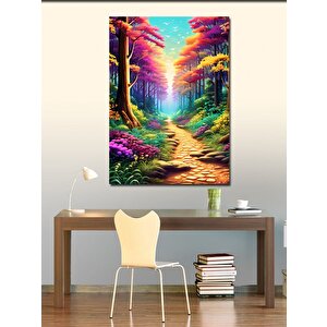 Kanvas Tablo Renkli Ağaçlar Ve Patika Yol 100x140 cm