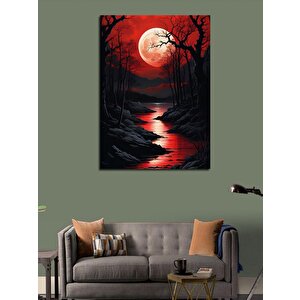 Kanvas Tablo Kırmızı Gizemli Ay 100x140 cm