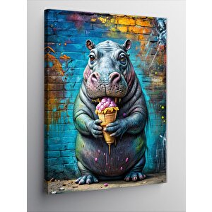Kanvas Tablo Dondurma Yiyen Su Aygırı 50x70 cm