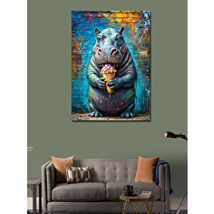 Kanvas Tablo Dondurma Yiyen Su Aygırı 50x70 cm